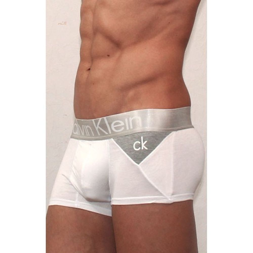 Мужские трусы боксеры белые Calvin Klein Boxer Steel White Grey