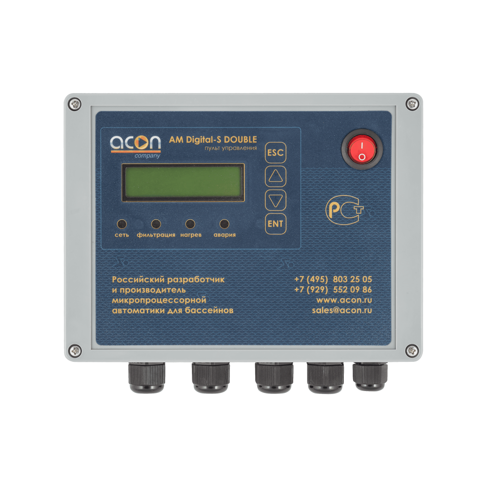 Пульт управления фильтрацией/подогревом (2 насоса, 220В, 2.2кВт, датчик t) - AT Digital-S DOUBLE - Акон, Россия