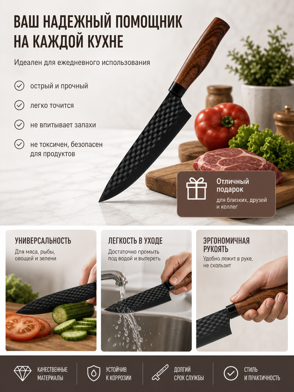 Нож кухонный «МАТТЕО» поварской 20см
