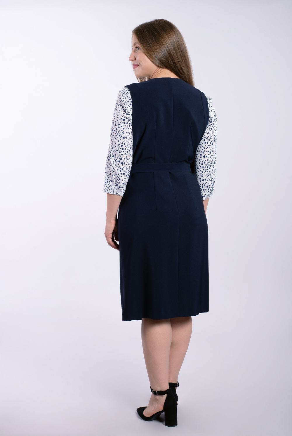 Офисный сарафан 2654ЛЕ, Тёмно тёмно син #70ТТСи082654ЛЕ