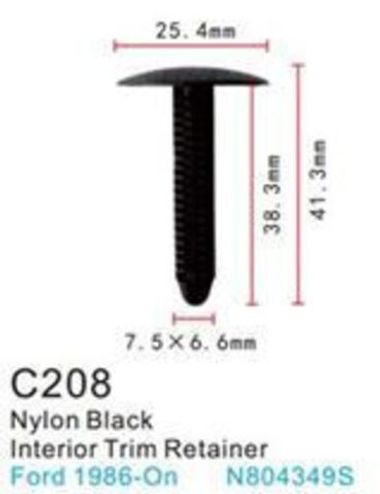 Клипса для крепления внутренней обшивки а/м Форд пластиковая (100шт/уп.) Forsage клипса C0208(Ford)