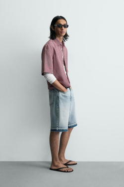 ZARA ДЖИНСОВЫЕ ШОРТЫ RELAXED FIT, ГОЛУБОЙ