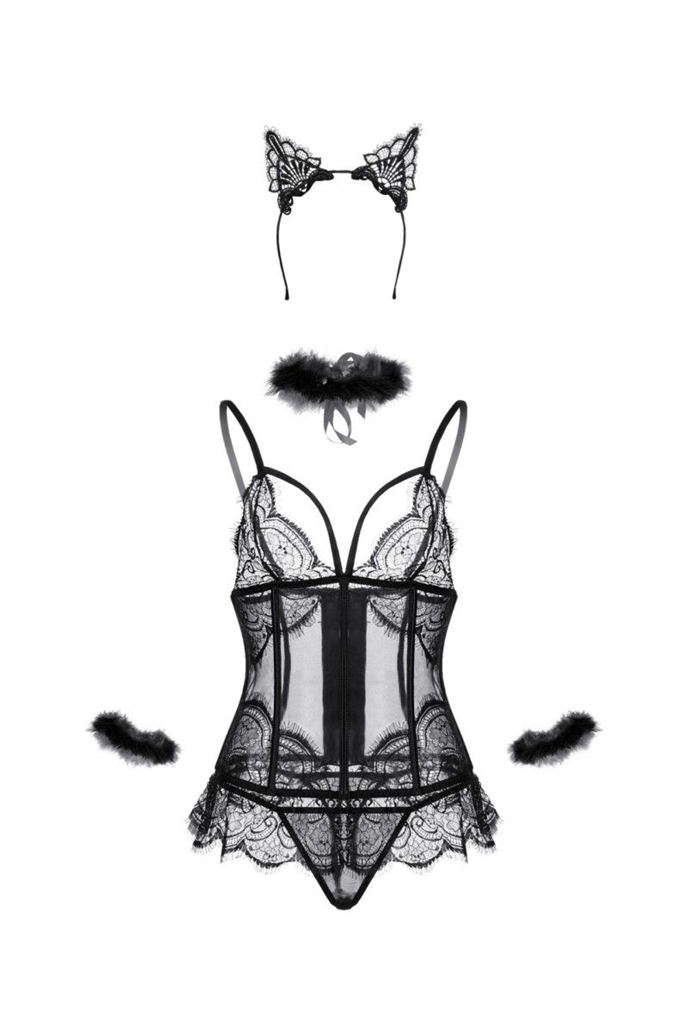Соблазнительный комплект кошечки Kati (Размер: XL) (Цвет: черный)