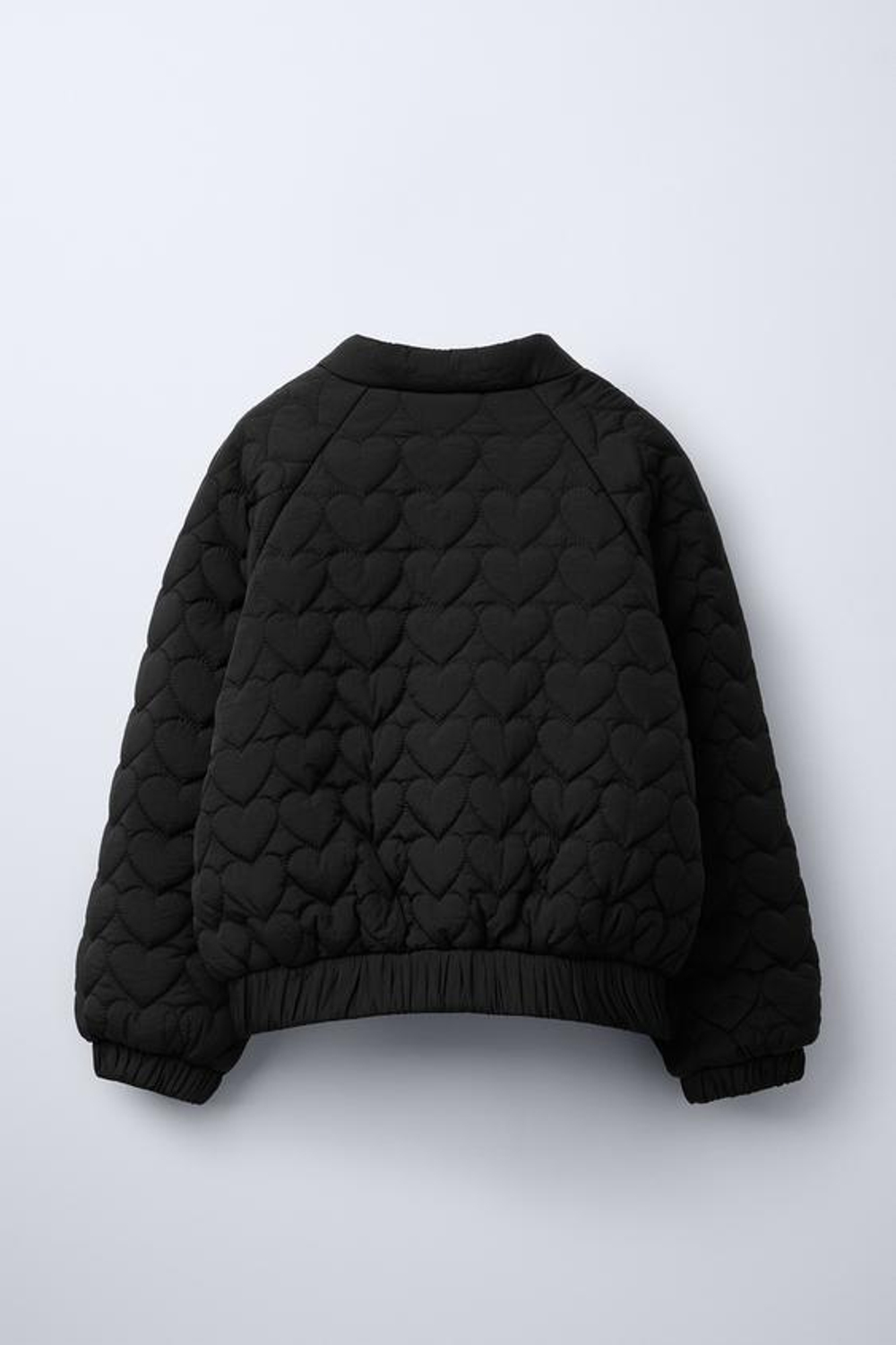 ZARA БОМБЕР СО СТЕГАНЫМ УЗОРОМ «СЕРДЕЧКИ», ЧЕРНЫЙ