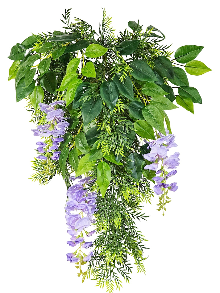 Искусственные цветы Акация сиреневая подвесная в настенном кашпо