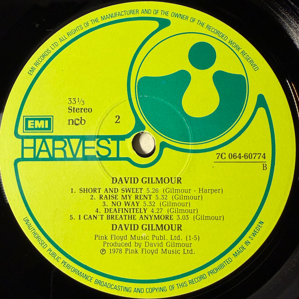 David Gilmour ‎– David Gilmour (Швеция 1978г.)