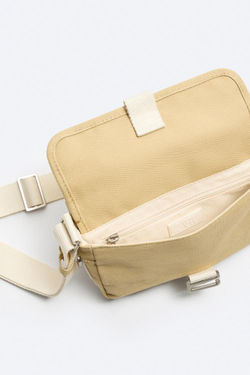 ZARA ХОЛЩОВАЯ СУМКА С ПРЯЖКОЙ, ПЕСОЧНЫЙ