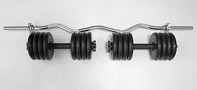 Комплект 2 гантели и гриф w-образный общий вес 50 кг арт2