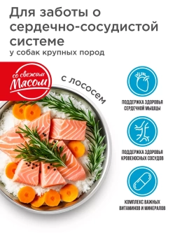 Корм для собак крупных пород с лососем, 2,5 кг, для сердца