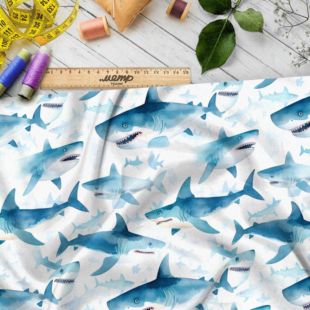 Ткань премиум флис стая акул