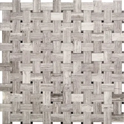 STSV-02 Эксклюзивная мозаика мрамор Natural Savannah серый плетение глянцевый