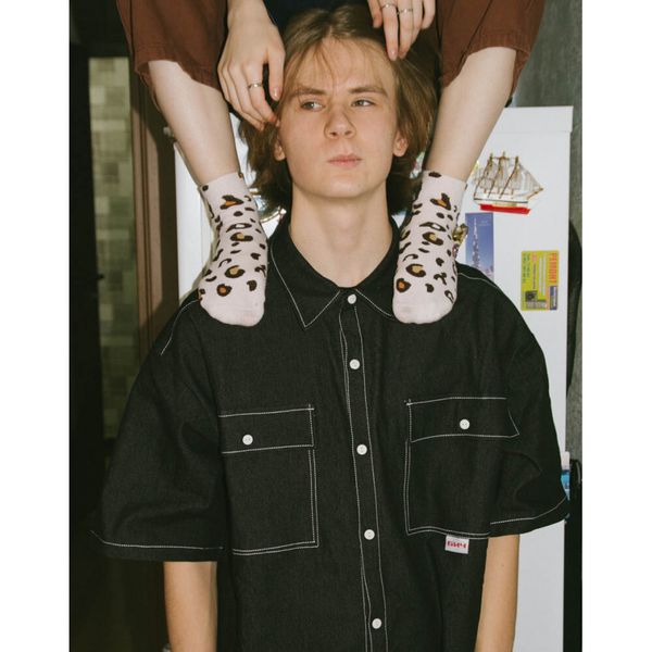 Рубашка Джинсовая с Коротким Рукавом Черная - фото 5