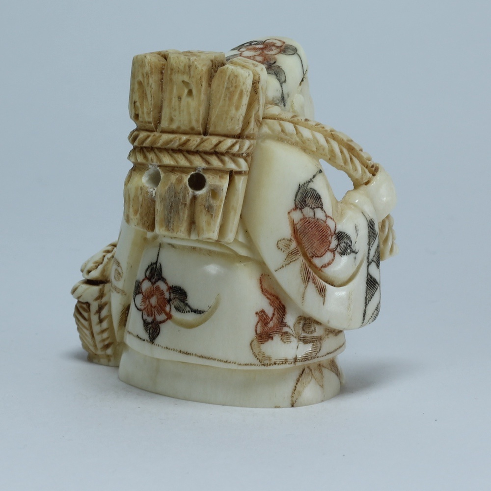 Эксклюзивная нэцкэ Дзюродзин с хворостом и корзиной