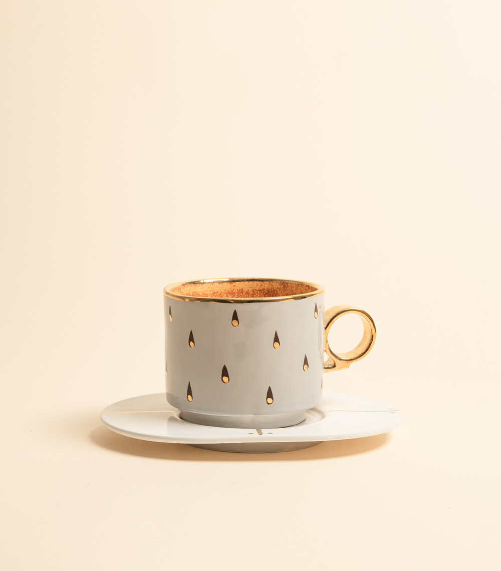 Чайная пара — Золотая серия, серый и белый | Мария Кеслер