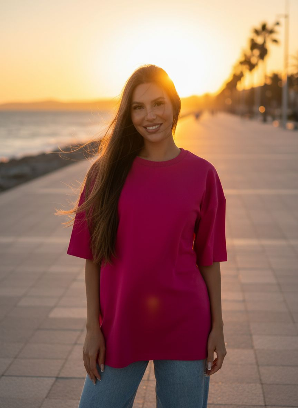 Футболка женская молочная оверсайз хлопок