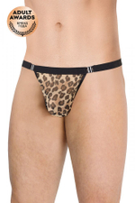 Стринги мужские леопард SoftLine коричневые OS