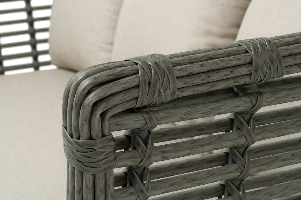 "Валенсия" диван из искусственного ротанга трехместный, цвет серый