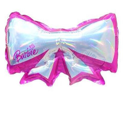 Шар Бантик БАРБИ серебро голограмма