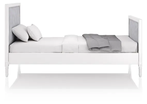 Кровать подростковая Elit (белый, серая ткань)