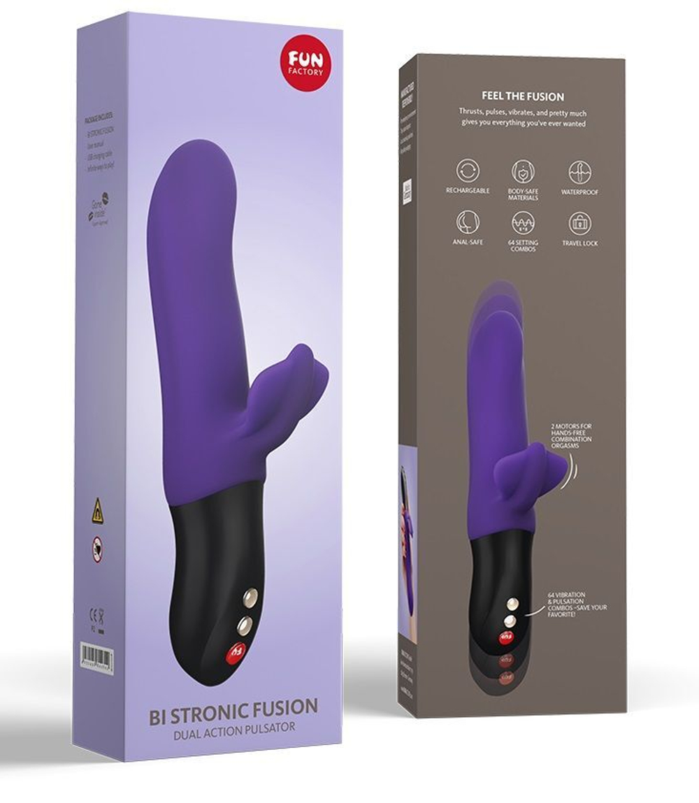 Фиолетовый пульсатор с клиторальным лепестком Bi Stronic Fusion - 21,5 см. (Цвет: фиолетовый)