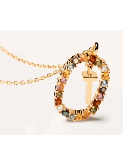 Колье Буква T серебро 925 пробы покрытое золотом