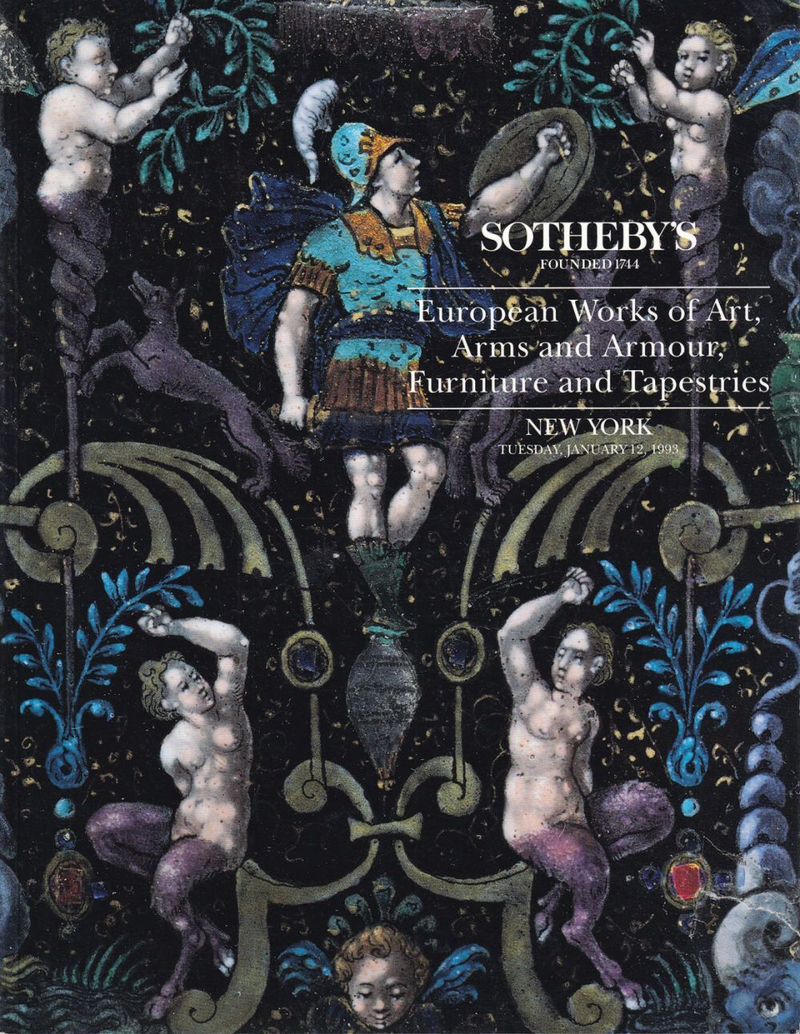 Каталог аукциона Sotheby’s, Нью-Йорк, Европейское декоративно-прикладное искусство, оружие и доспехи, мебель и гобелены от 12 января 1993 года