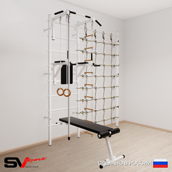 Шведская стенка Sv Sport усиленная 6060 (Турник стандарт/Брусья/Скамья/Канат/Кольца/Лестница/Канатный лаз)