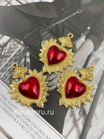 Подвеска "Пылающее сердце" крупная золотистая