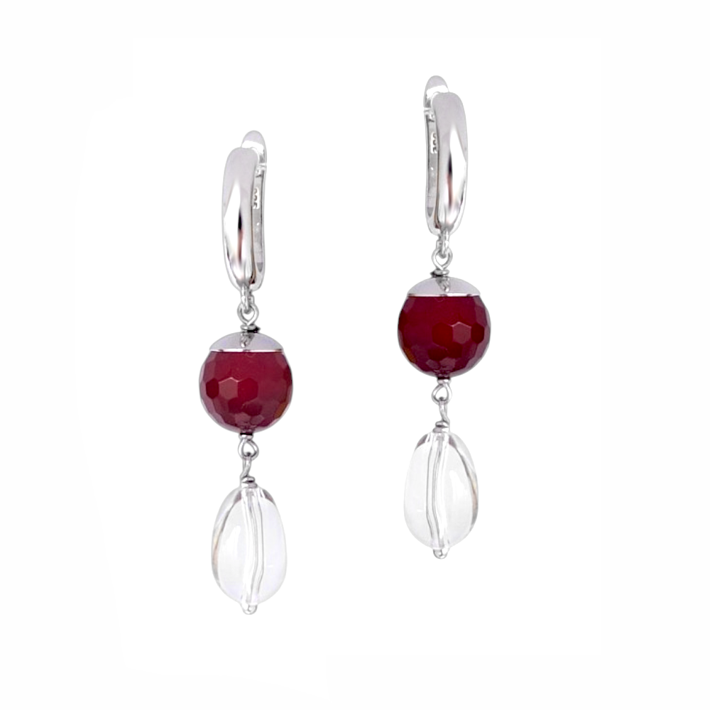 Серьги с кварцем, английский замок