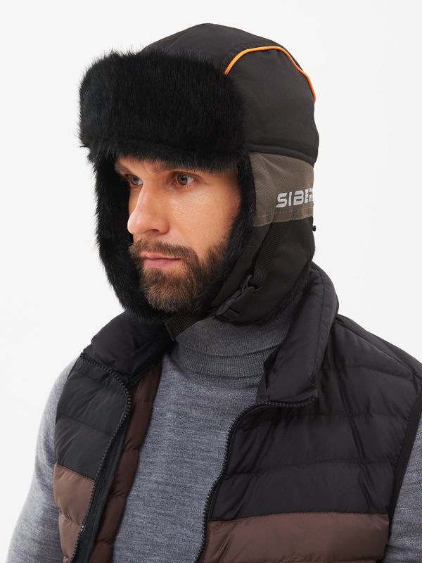 Шапка ушанка зимняя Siberia ткань Breathable цвет Хаки/Черный иск. мех Норка