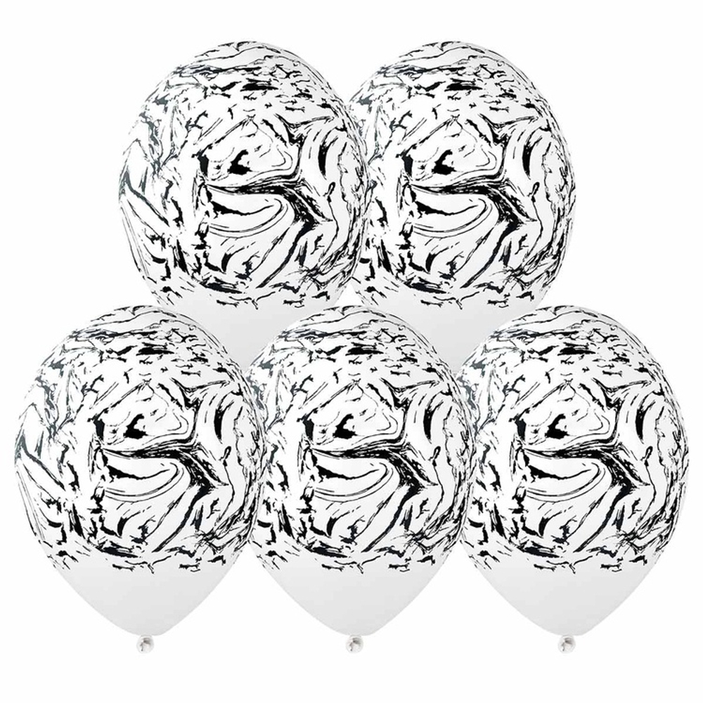 Шар латексный 35см Мрамор (Белый)