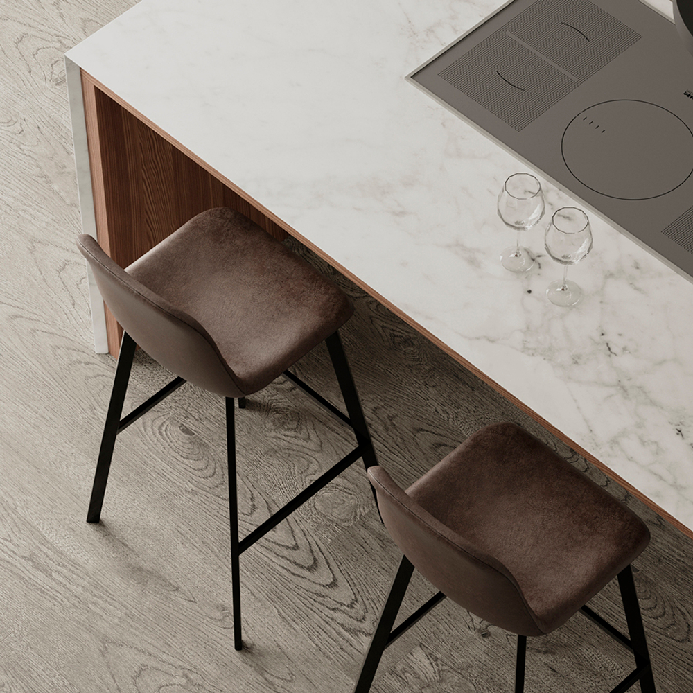 Стул барный Bergenson Bjorn Hugh, экокожа, серо-коричневый