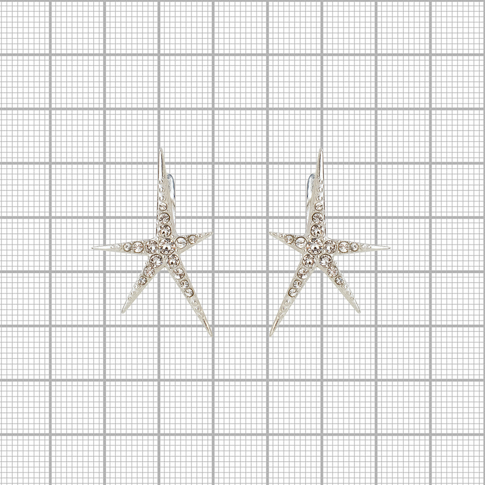 "Звезда Jenavi" серьги в родиевом покрытии из коллекции "Звезда Jenavi" от Jenavi с английским замком