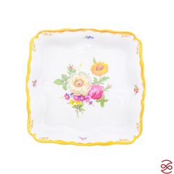 Салатник квадратный на ножке Queen's Crown Мейсенский букет 23см