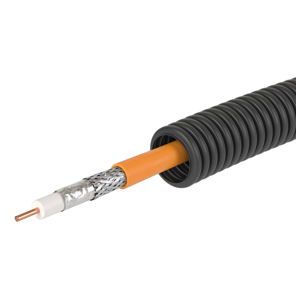 Электротруба ПНД гибкая гофрированная д. 20 мм, цвет черный, с кабелемПаракс РК 75-4,8-319, 25 м