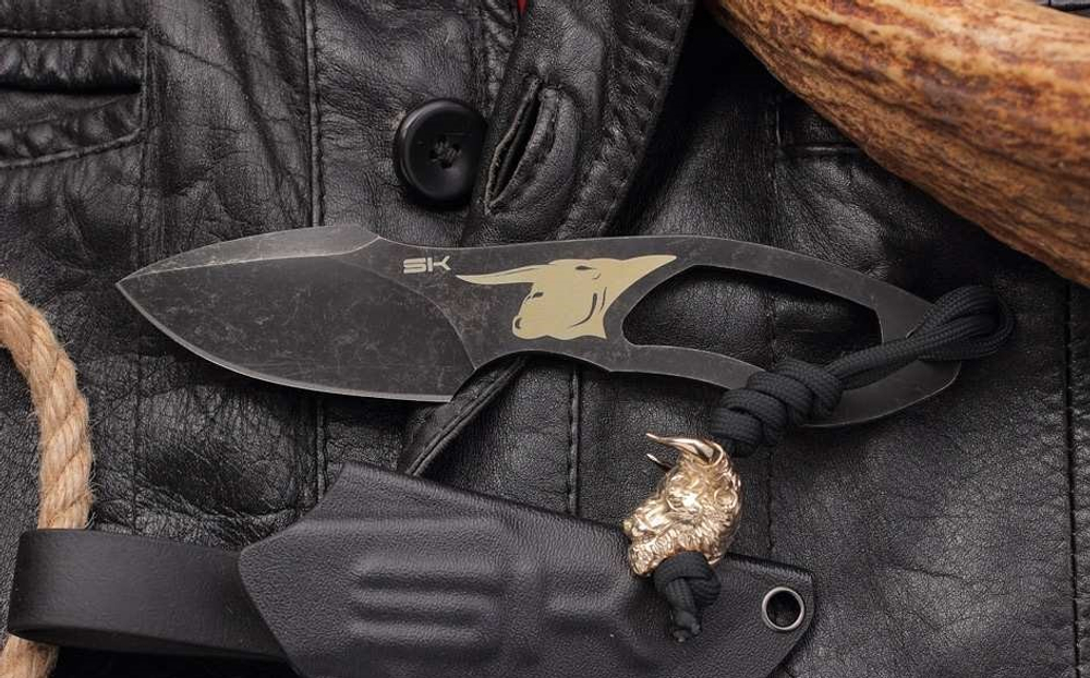 Скелетный нож Bull black stonewashed