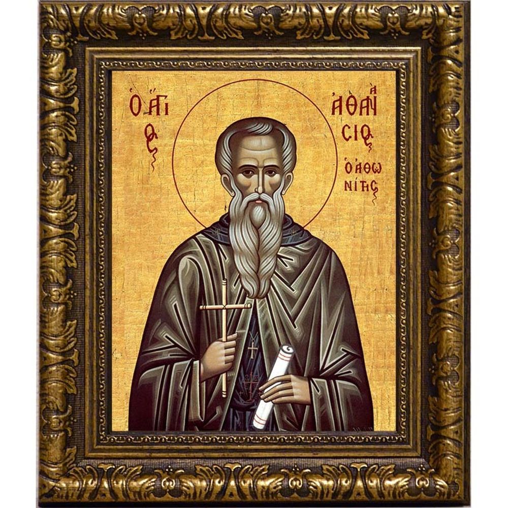 Афанасий Афонский преподобный игумен. Икона на холсте.