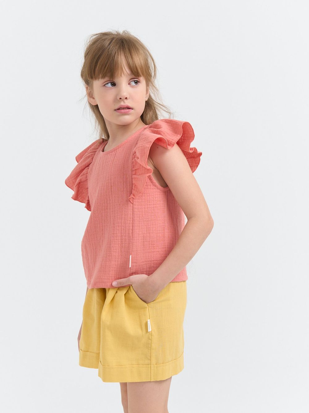 Топ муслиновый с крылышками "Клубничный смузи"