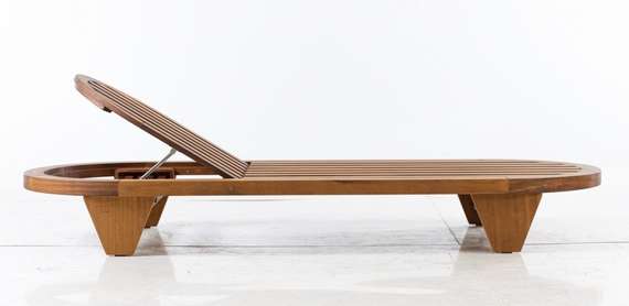 Шезлонг Spain, массив ироко, голубой матрас