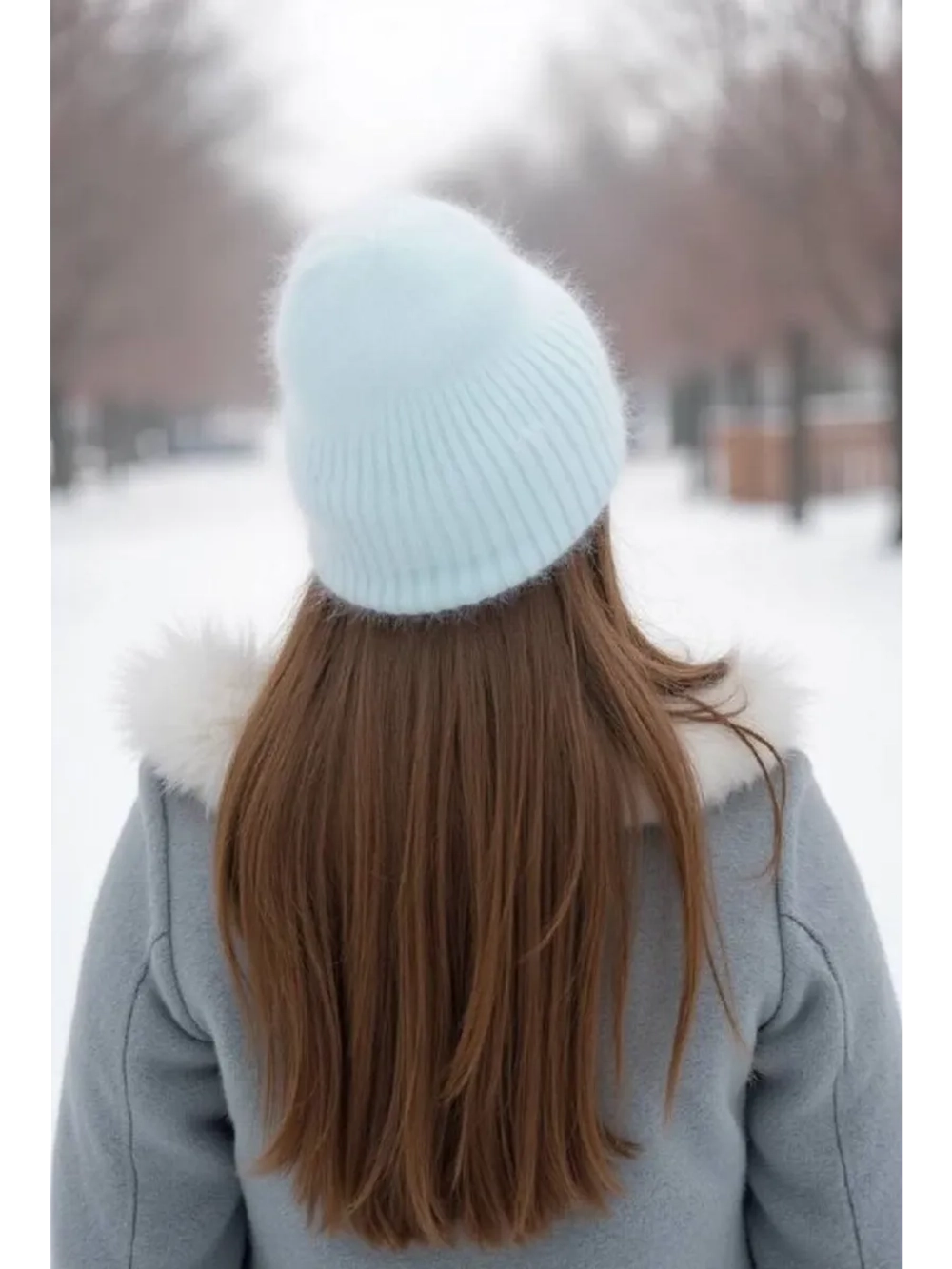 шапка ангора зимняя пушистая вязаная модная