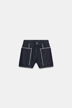 ZARA ШОРТЫ Z1975 С ВЫШИВКОЙ, СИНИЙ