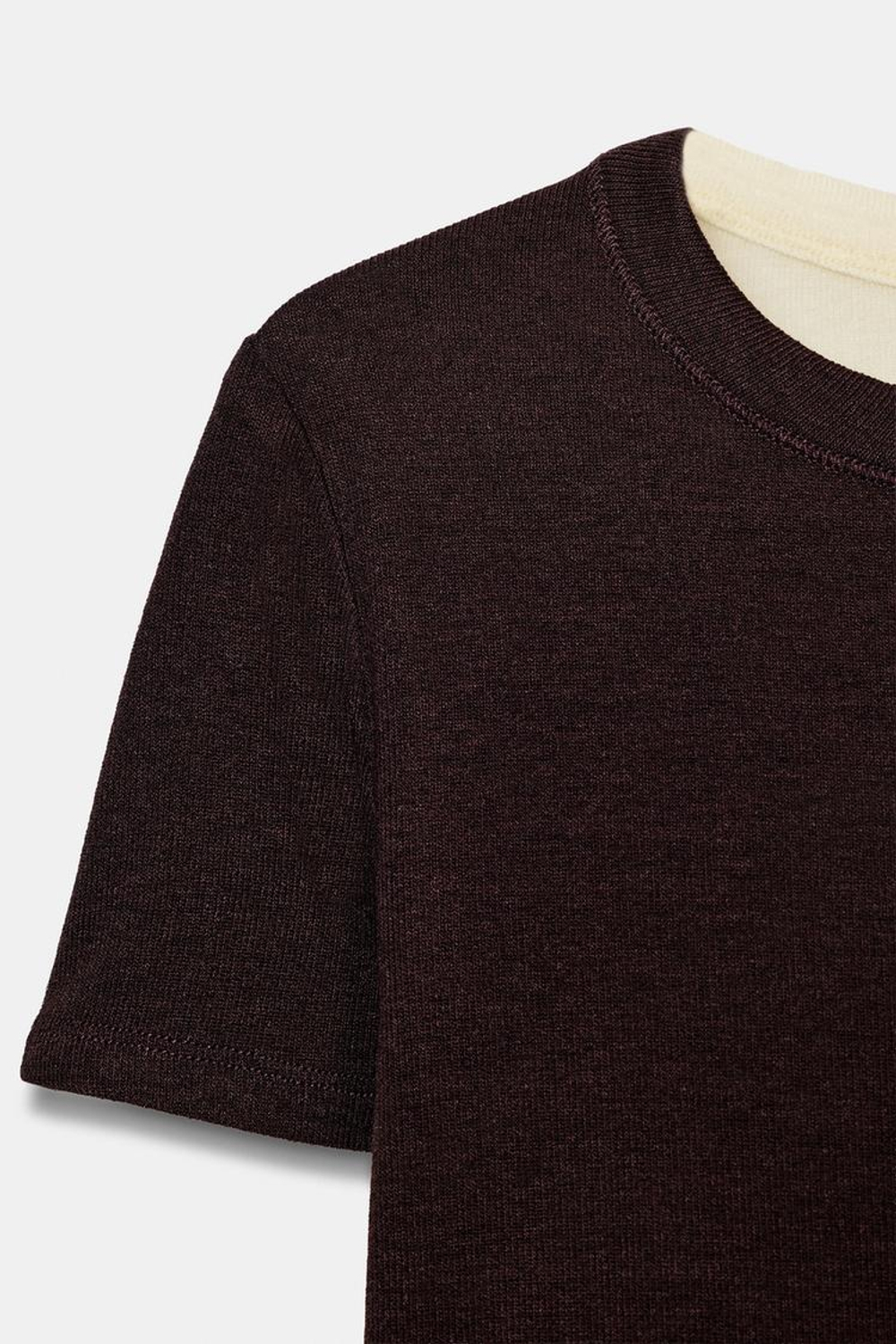 ZARA КОМБИНИРОВАННАЯ ФУТБОЛКА С КОРОТКИМИ РУКАВАМИ, БЕЖЕВО-КОРИЧНЕВЫЙ