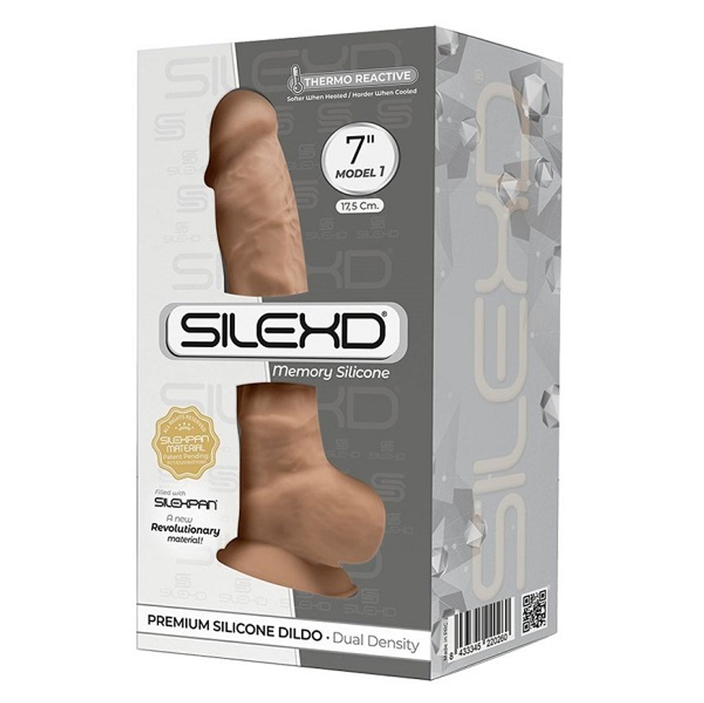 Телесный фаллоимитатор 17,6см на присоске с мошенкой SilexD Premium Silicone Dildo 7" Model 1