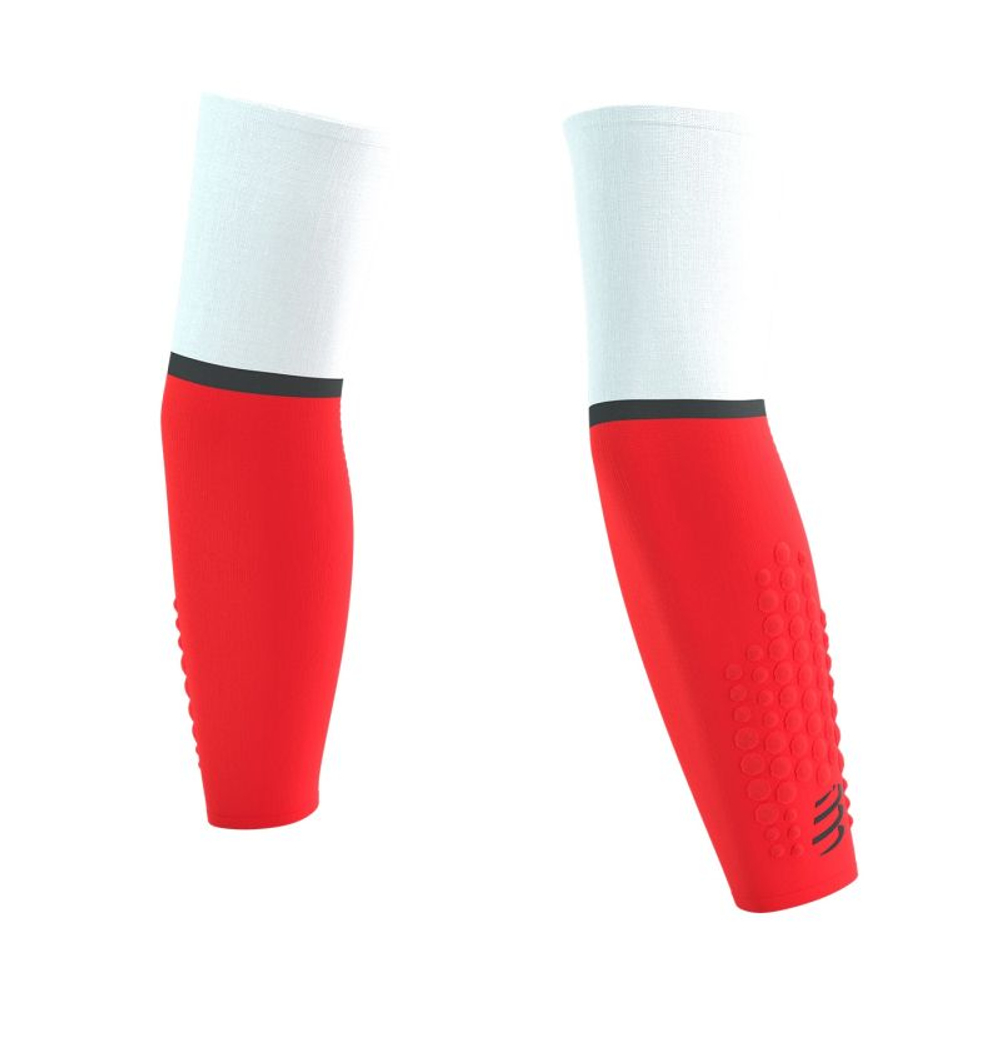 Compression sleeve Compressport Armforce Ultralight - white/fluo red