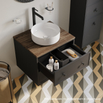 Тумба подвесная IDDIS Torr, со столешницей МДФ, макадамия орех, 60 см, темно-серый, TOR60DMi95K