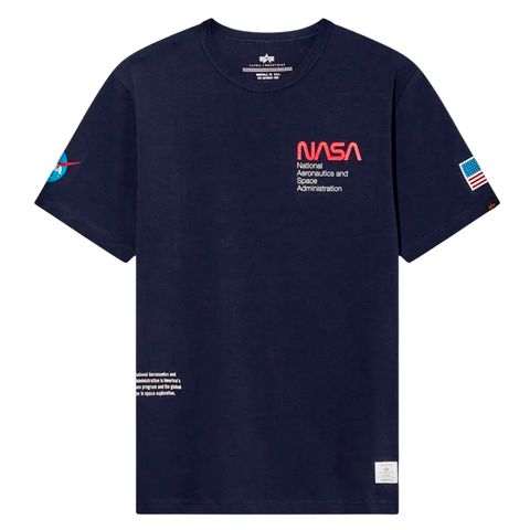 Футболка Alpha Industries Nasa Worm Logo Tee Rep. Blue (Синяя)