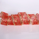 Гирлянда для дома ЛЕНТА ДЕКОРАТИВНАЯ «Морозные снежинки» 2,0 м, 6 см, 20 ламп LED (на батарейках), Красный (подсветка красный)