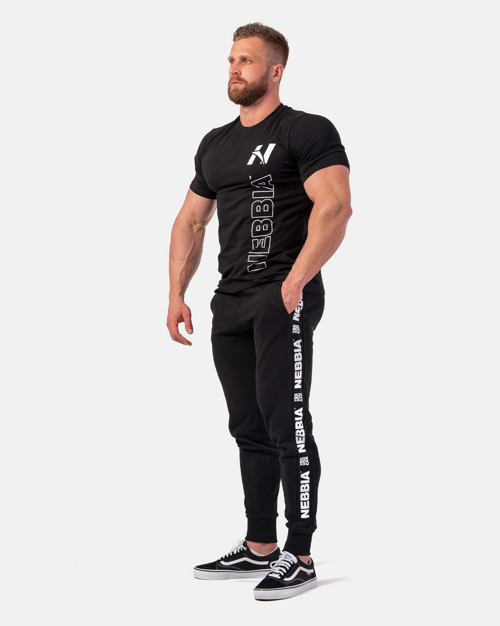 Мужская футболка Vertical Logo NEBBIA T-shirt 293 Black