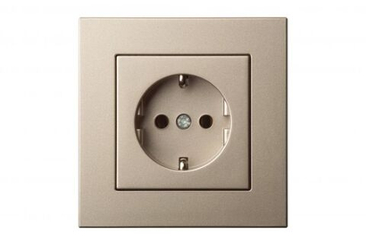 Розетка с Заземляющими Контактами без Винтовая Шампань LIREGUS EPSILON