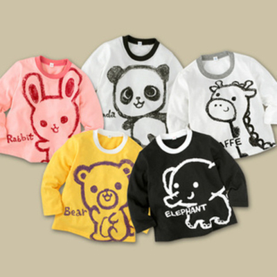 Лонгслив с контрастной горловиной и принтом "животные"